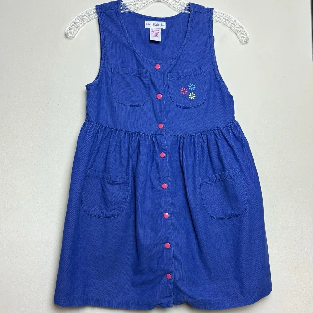 Gymboree Vtg 1997 Aspen Adventure Snowflake Jumper Dress Corduroy XXL 6-7